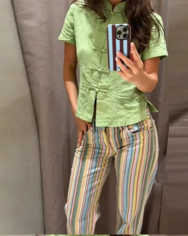 Striped Multicolor Low Waist Jeans