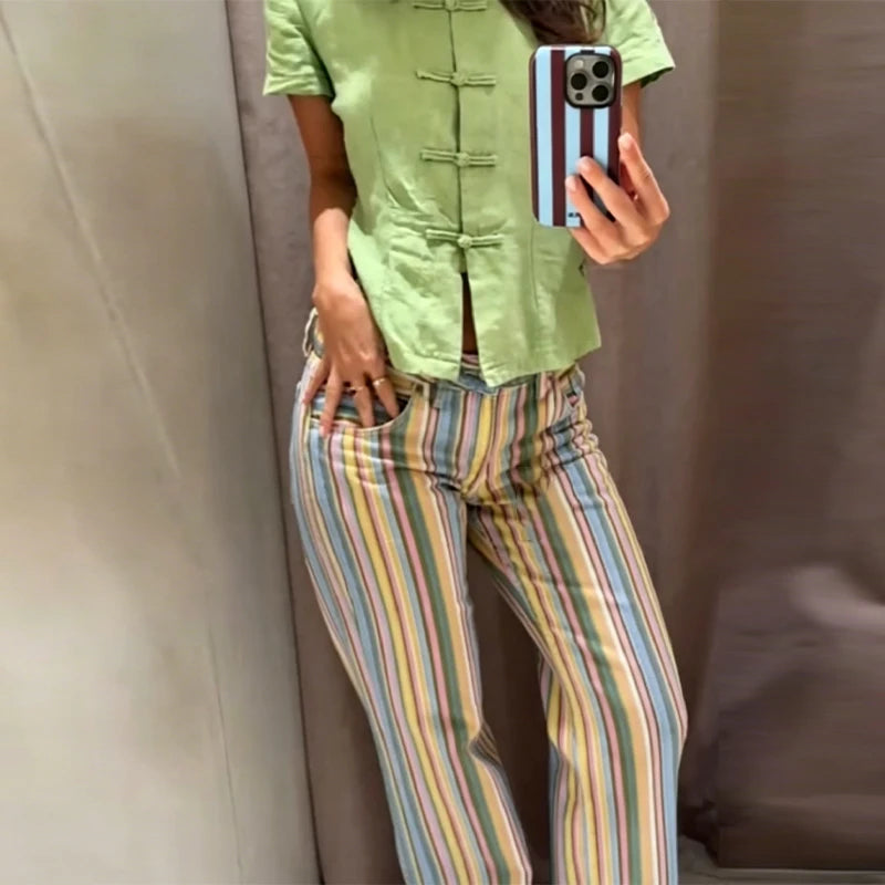 Striped Multicolor Low Waist Jeans
