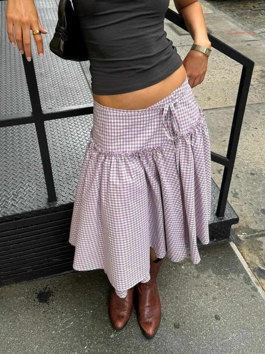 Plaid Tie-Up Skirt