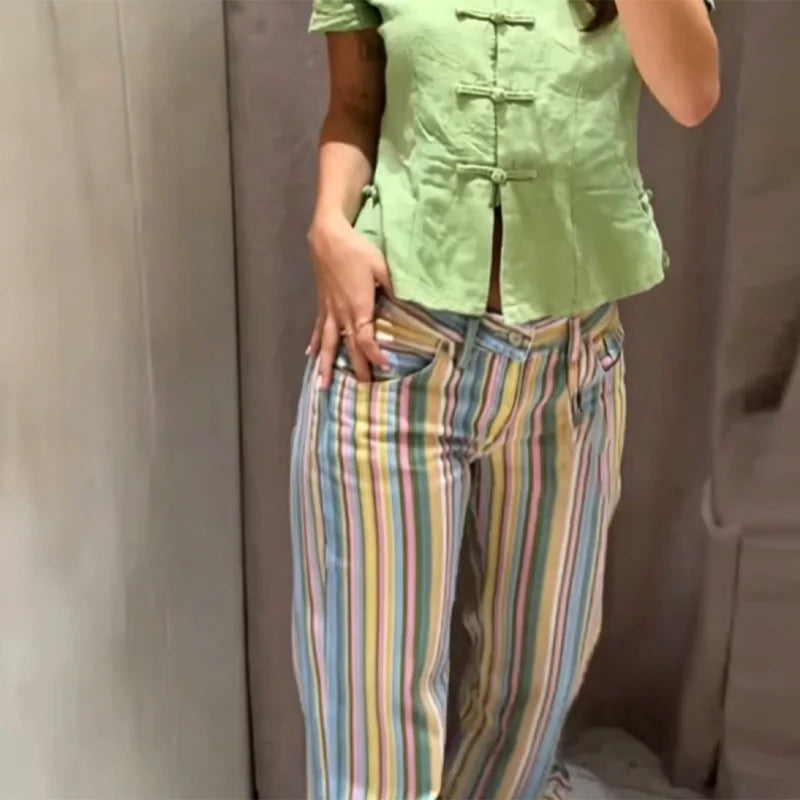 Striped Multicolor Low Waist Jeans
