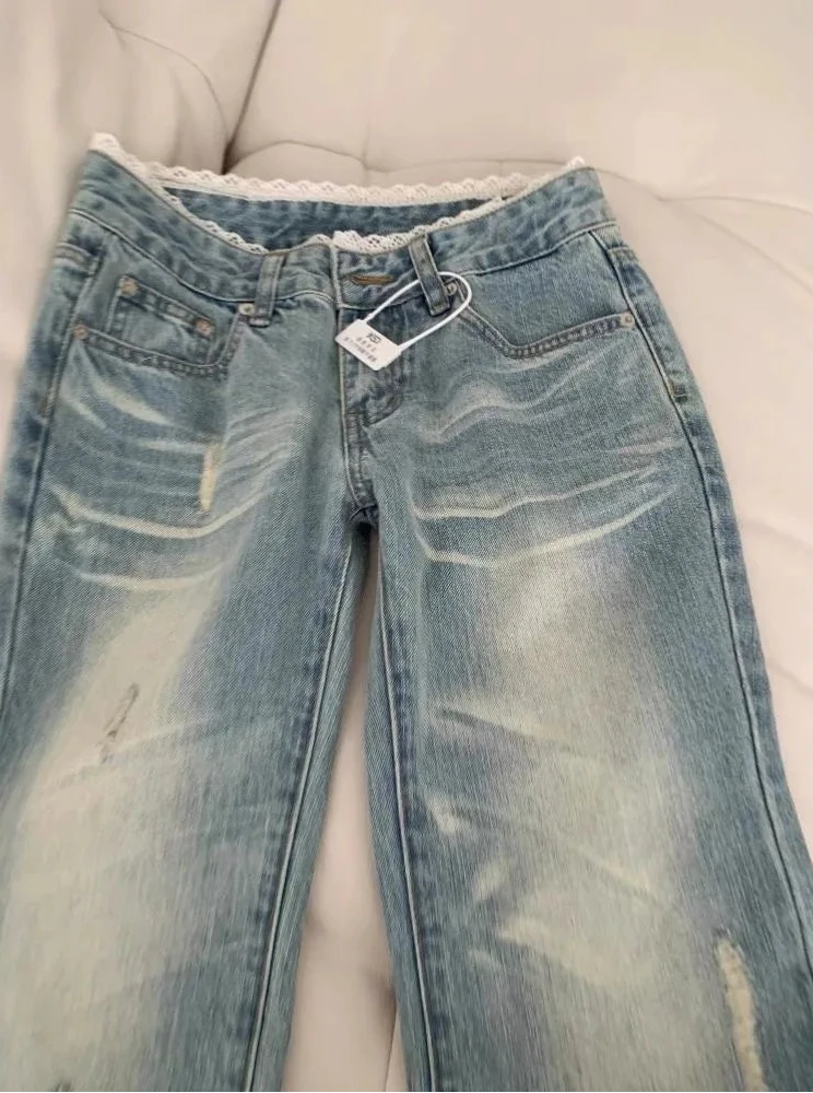 Low Rise lace Light Blue Denim Jeans