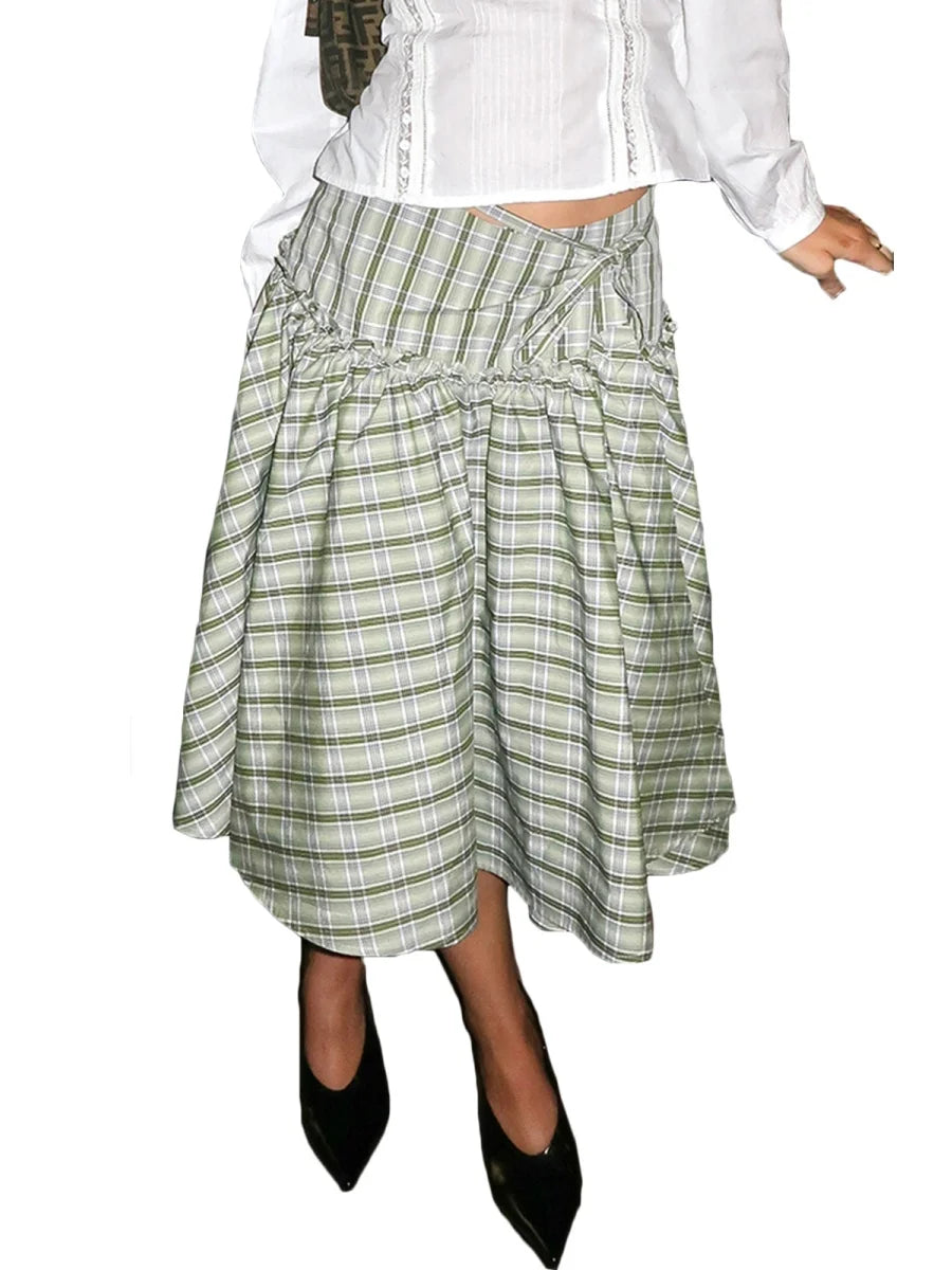 Plaid Tie-Up Skirt
